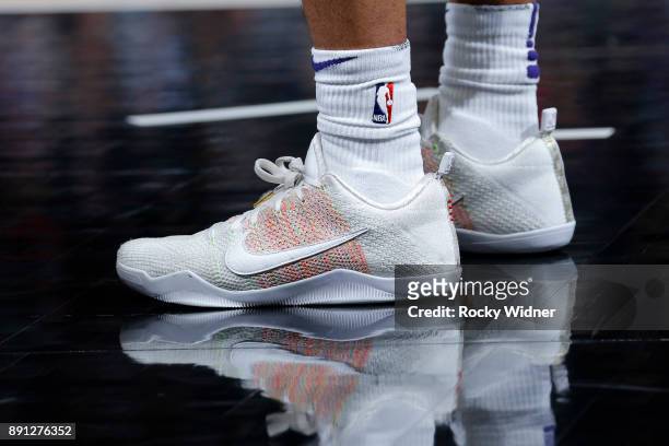 The sneakers worn by Tyler Ulis of the Phoenix Suns are seen during the game against the Sacramento Kings on December 12, 2017 at Golden 1 Center in...