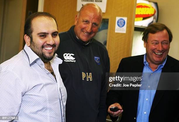 Portsmouth FC's new chairman Sulaiman Al Fahim, manager Paul Hart and CEO Peter Storrie during a visit to the club's training ground on July 21, 2009...