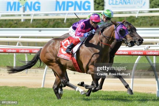 Raindrops On Roses ridden by Craig Williams wins the Highview Accounting Mornington Hcp at Mornington Racecourse on December 13, 2017 in Mornington,...