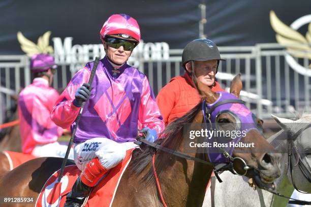 Craig Williams returns to the mounting yard on Raindrops On Roses after winning the Highview Accounting Mornington Hcp at Mornington Racecourse on...