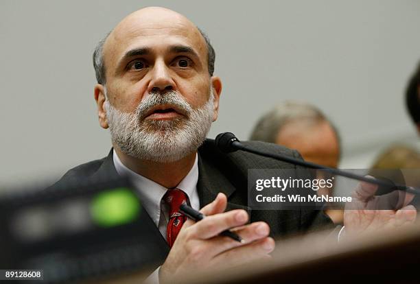 Federal Reserve Chairman Ben Bernanke testifies before House Financial Services committee on Capitol Hill on July 21, 2009 in Washington, DC....