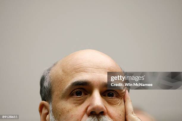 Federal Reserve Chairman Ben Bernanke testifies before House Financial Services committee on Capitol Hill on July 21, 2009 in Washington, DC....