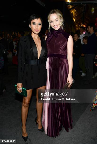 Andy Allo and Kelley Jakle attend the premiere of Universal Pictures' "Pitch Perfect 3" at Dolby Theatre on December 12, 2017 in Hollywood,...