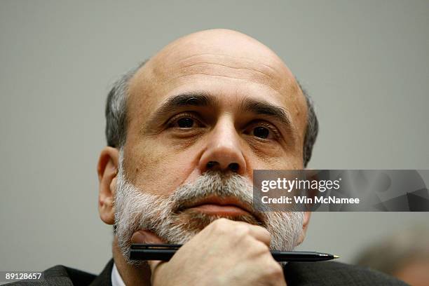 Federal Reserve Chairman Ben Bernanke testifies before House Financial Services committee on Capitol Hill on July 21, 2009 in Washington, DC....