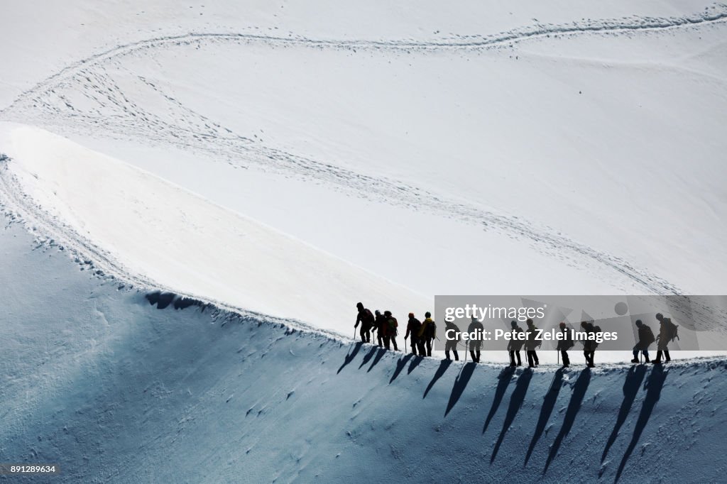 Mountain climbers in the Mont Blanc massif