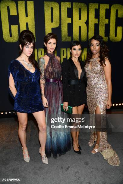 Hannah Fairlight, Ruby Rose, Andy Allo and Venzella Joy attend the premiere of Universal Pictures' "Pitch Perfect 3" at Dolby Theatre on December 12,...