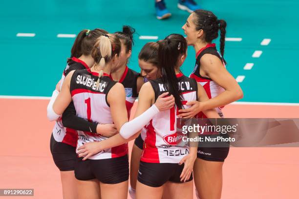 Team ZOK Bimal-Jedinstvo Brcko during the Women's CEV Cup match between Yamamay e-work Busto Arsizio and ZOK Bimal-Jedinstvo Brcko at PalaYamamay in...