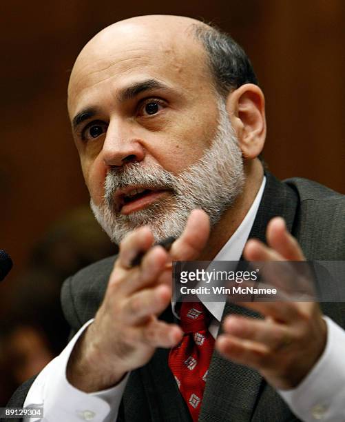 Federal Reserve Chairman Ben Bernanke testifies before House Financial Services committee on Capitol Hill on July 21, 2009 in Washington, DC....