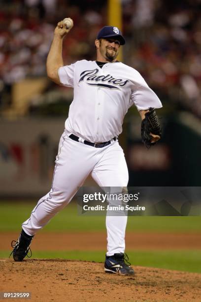 National League All-Star Heath Bell of the San Diego Padres pitches during the 2009 MLB All-Star Game at Busch Stadium on July 14, 2009 in St Louis,...