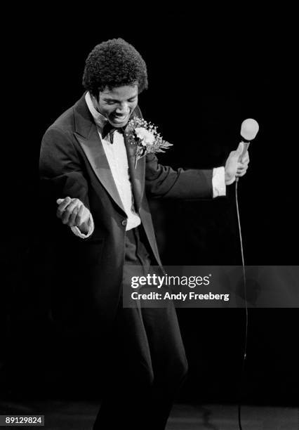 Singer Michael Jackson performing at Nassau Coliseum, NY, 1980.