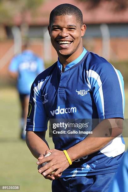 Wayne Julies of the Blue Bulls smiles during a training session for the Currie Cup tournament at Loftus Versfeld Stadium on July 21, 2009 in...