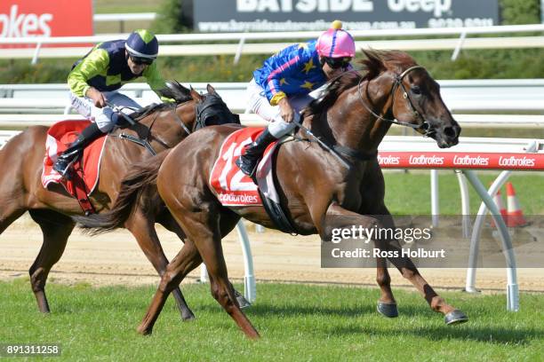 Toy Boy ridden by Ryan Maloney wins the Frankston Suzuki Summer Of Racing Hcp at Mornington Racecourse on December 13, 2017 in Mornington, Australia.