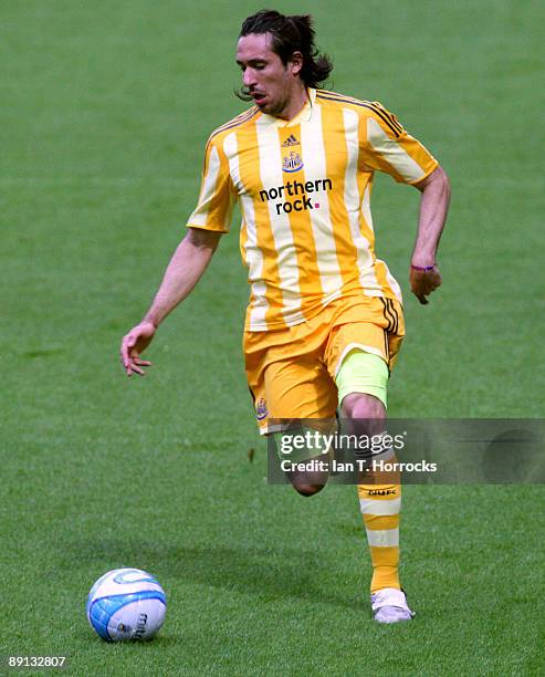 Jonas Gutierrez in action during a pre-season friendly match between Huddersfield Town and Newcastle United at the Galpharm Stadium on July 21, 2009...