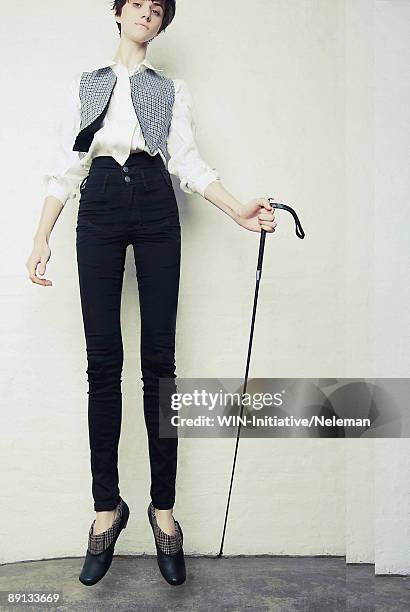 portrait of a young woman dancing with a cane, argentina - bastón para bailar fotografías e imágenes de stock