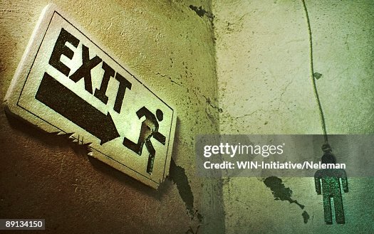 Exit Sign Rough In Closeup Of An Exit Sign High-Res Stock Photo - Getty Images