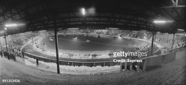 Panoramic view of Wimbledon Greyhound Stadium, London, UK, 3rd January 1963.