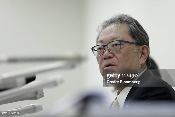 Tadashi Machida, president and chief operating officer of SG Holdings Co., speaks during a news conference in Tokyo, Japan, on Wednesday, Dec. 13,...