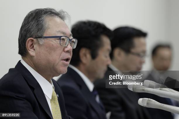 Tadashi Machida, president and chief operating officer of SG Holdings Co., speaks during a news conference in Tokyo, Japan, on Wednesday, Dec. 13,...