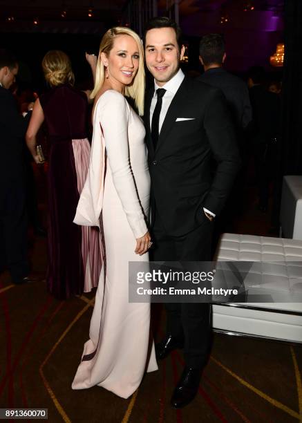 Anna Camp and Skylar Astin attend the after party for the premiere of Universal Pictures' "Pitch Perfect 3" on December 12, 2017 in Hollywood,...