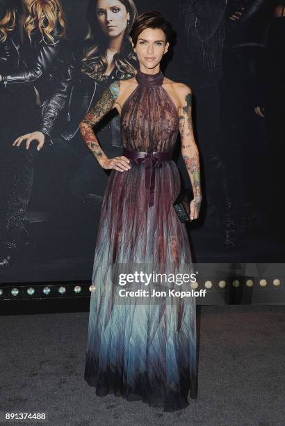 Actress Ruby Rose attends the Los Angeles Premiere "Pitch Perfect 3" at the Dolby Theatre on December 12, 2017 in Hollywood, California.