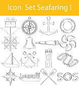Drawn Doodle Lined Icon Set Seafaring I