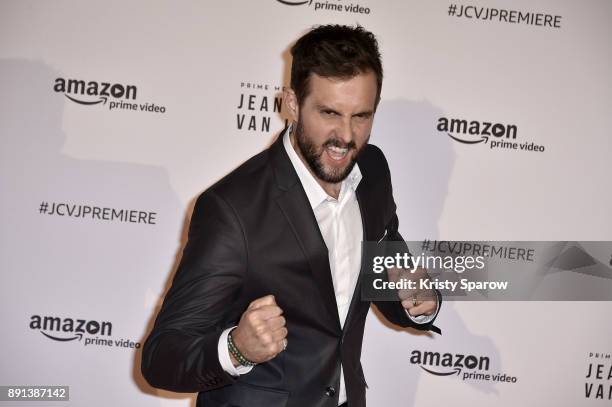 Actor Tim Peper attends the Amazon TV series 'Jean Claude Van Johnson' Premiere at Le Grand Rex on December 12, 2017 in Paris, France. At Le Grand...