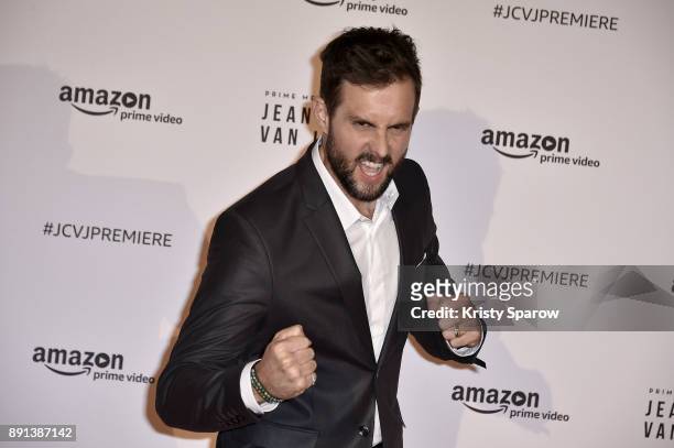 Actor Tim Peper attends the Amazon TV series 'Jean Claude Van Johnson' Premiere at Le Grand Rex on December 12, 2017 in Paris, France. At Le Grand...