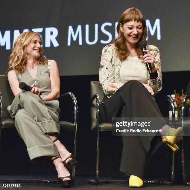 Actress Holly Hunter and writer Emily V. Gordon speak onstage at the Hammer Museum presents The Contenders 2017 "The Big Sick" screening at Hammer...