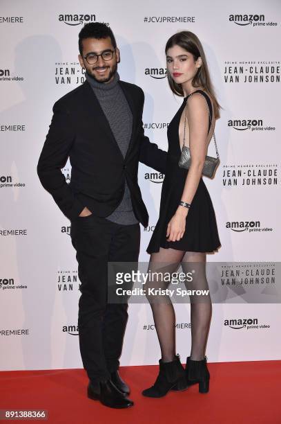 Elmehdi Almaziane and model Helena Sofia attends the Amazon TV series 'Jean Claude Van Johnson' Premiere at Le Grand Rex on December 12, 2017 in...