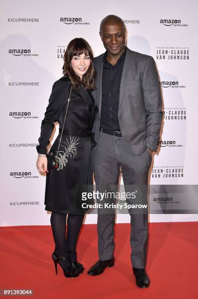 Actress Alix Benezech and Journalist Harry Roselmack attend the Amazon TV series 'Jean Claude Van Johnson' Premiere at Le Grand Rex on December 12,...