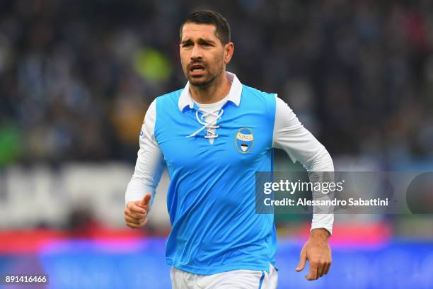 Marco Boriello of Spal looks on during the Serie A match between Spal and Hellas Verona FC at Stadio Paolo Mazza on December 10, 2017 in Ferrara,...
