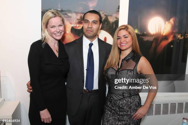 Carina Brun, Guadalupe Gomez and Karen Koeningsberg attend the Opening Reception for Eva Petric at Galerie Mourlot on December 12, 2017 in New York...