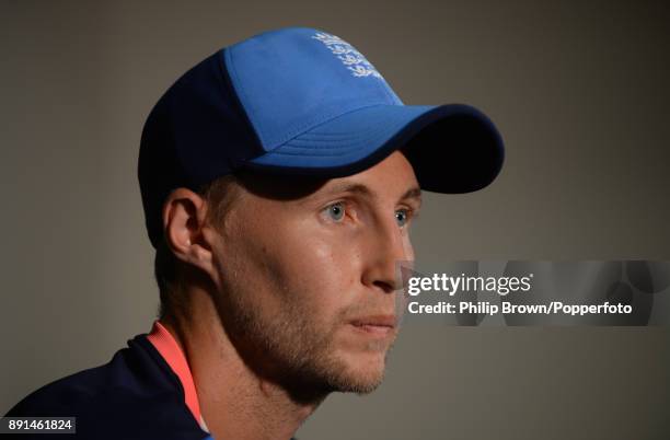 Joe Root of England looks on during a press conference before a training session before the third Ashes cricket test match between Australia and...