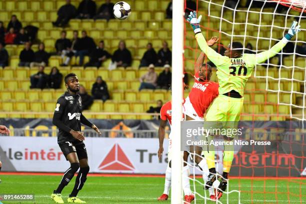 Almamy Toure of Monaco and Brice Samba of Caen during the french League Cup match, Round of 16, between Monaco and Caen on December 12, 2017 in...