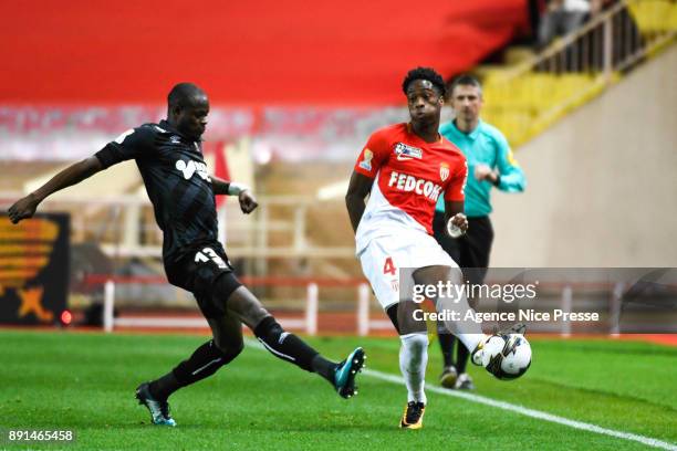 Terence Kongolo of Monaco and Christian Kouakou of Caen during the french League Cup match, Round of 16, between Monaco and Caen on December 12, 2017...