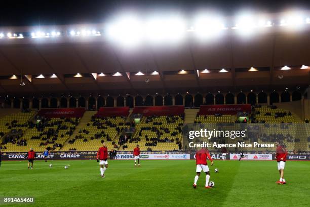 General view of Louis II stadium of Monaco during the french League Cup match, Round of 16, between Monaco and Caen on December 12, 2017 in Monaco,...