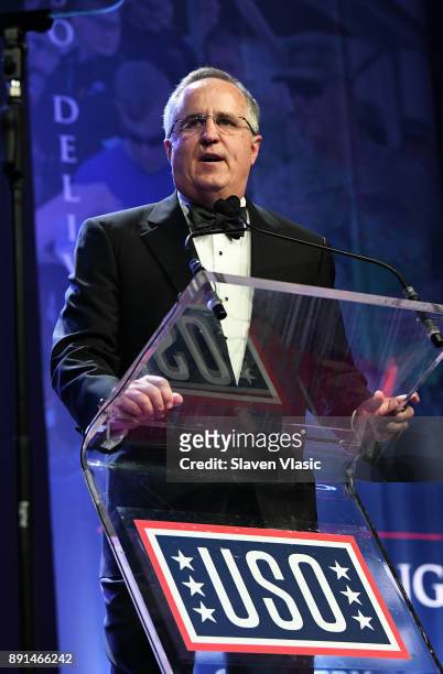 Chairman of the Board, USO of Metropolitan New York Chuck Hill attend USO 56th Armed Forces Gala + Gold Medal Dinner at Marriot Marquis on December...