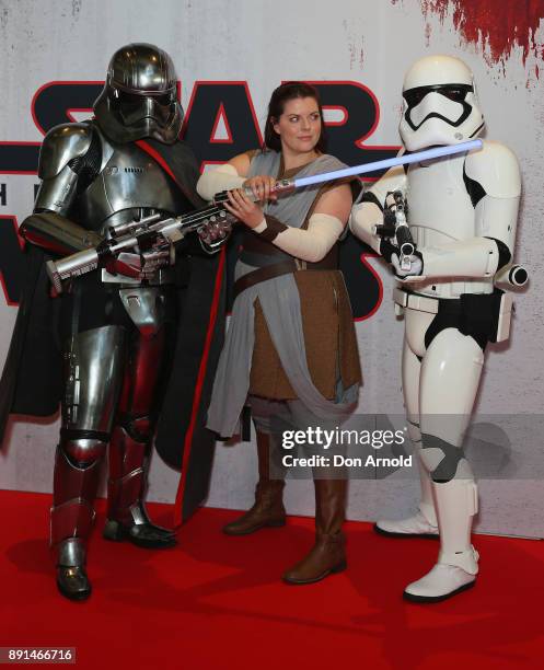 Fans pose during Star Wars: The Last Jedi Sydney Screening Event on December 13, 2017 in Sydney, Australia.