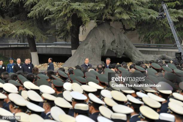 Chinese President Xi Jinping attends the state ceremony for the Nanjing Massacre at the Nanjing Massacre Museum on December 13, 2017 in Nanjing,...
