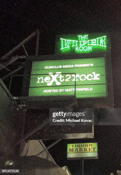 View of the signage outside the neXt2rock 2017 Finale Event at Viper Room on December 12, 2017 in West Hollywood, California.