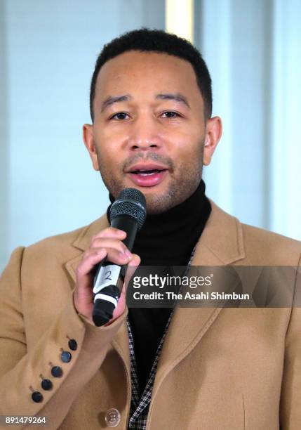 John Legend attends the press conference ahead of the Nobel Peace Prize Concert 2017 at the Norwegian Nobel Institute on December 11, 2017 in Oslo,...