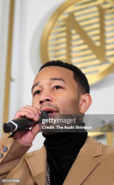 John Legend attends the press conference ahead of the Nobel Peace Prize Concert 2017 at the Norwegian Nobel Institute on December 11, 2017 in Oslo,...