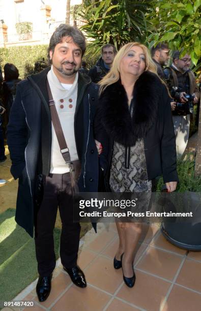 Luis Monje and Dolores Montoya attend the reception to the Ondas Awards 2016 winners press conference at the Real Alcazar on December 12, 2017 in...