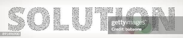 solution circuit board vector buttons - bespoke solutions stock illustrations