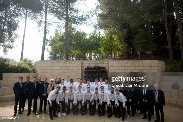 Group photo of members of the U18 Germany football team and the Germany delegation after a visit to Yad Vashem Holocaust Memorial museum on December...