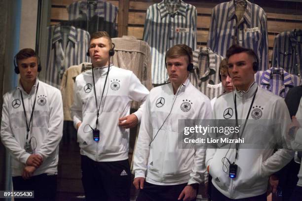 Members of the U18 Germany football team seen during their visit to Yad Vashem Holocaust Memorial museum on December 13, 2017 in Jerusalem, Israel.