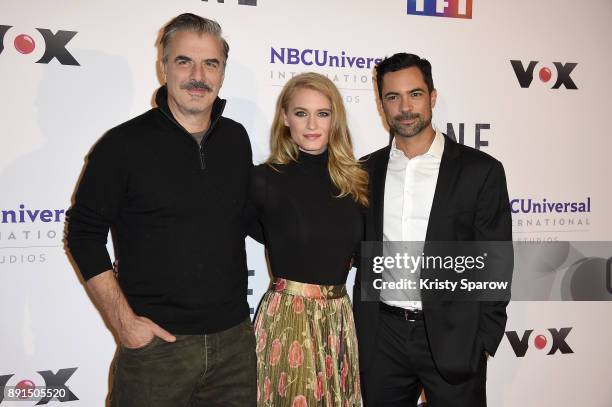 Chris Noth, Leven Rambin and Danny Pino attend the 'Gone' Paris Photocall at Hotel Meurice on December 13, 2017 in Paris, France.