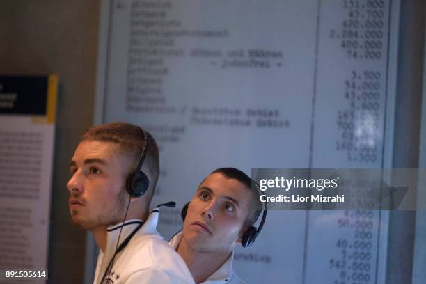 Members of the U18 Germany football team seen during their visit to Yad Vashem Holocaust Memorial museum on December 13, 2017 in Jerusalem, Israel.