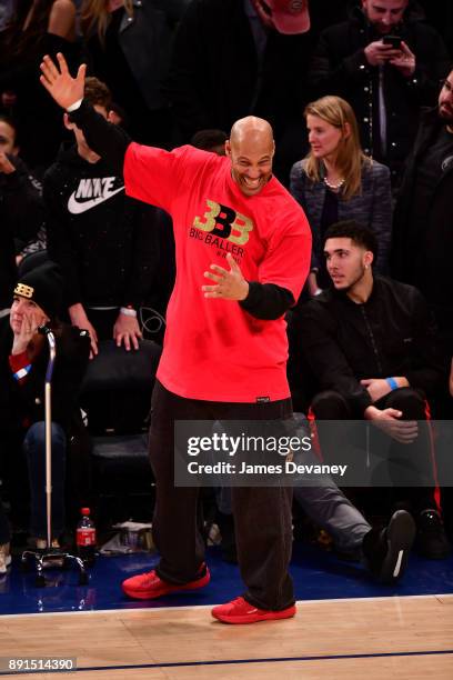 LaVar Ball attends the Los Angeles Lakers Vs New York Knicks game at Madison Square Garden on December 12, 2017 in New York City.