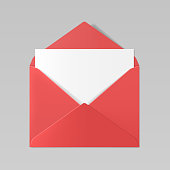 Red color realistic envelope mockup